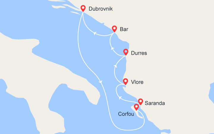 Itinéraire Les trésors de l'Adriatique : Croatie, Grèce, Albane et Monténégro (DCA_PP) 