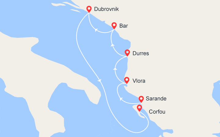 Itinéraire Les Trésors de l'Adriatique : Croatie, Grèce, Albanie et Monténégro (DCA) 
