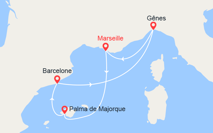 itinéraire croisière Iles Baléares - Iles Baléares : Majorque, Espagne, Italie 
