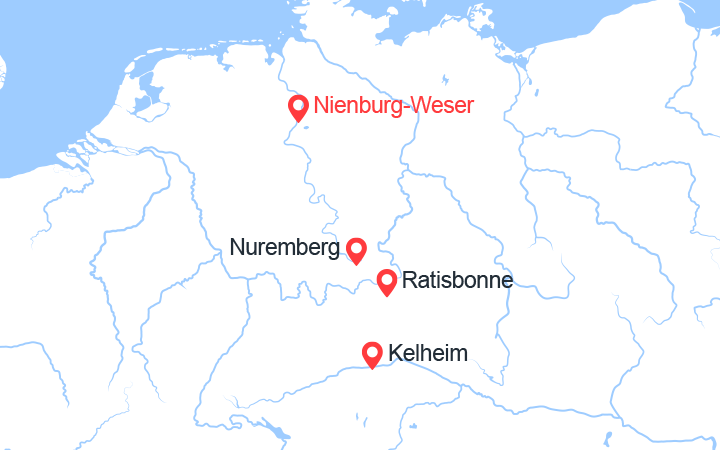 itinéraire croisière Rhin et ses affluents : Marchés de Noël: Kelheim - Ratisbonne - Kelheim - Kelheim  