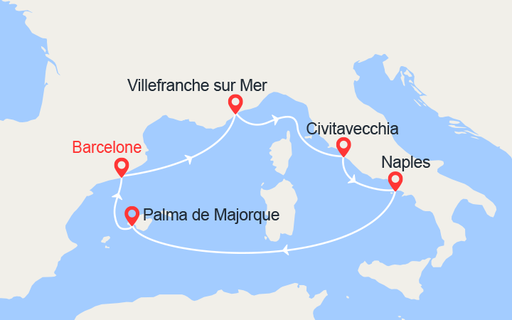Itinéraire Méditerranée : Côte d'Azur, Italie, Majorque 