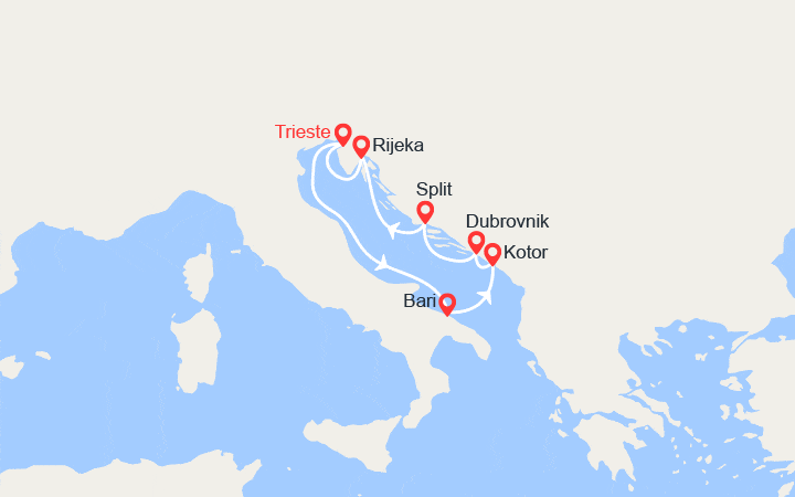 Carte itinéraire croisière montenegro croatie slovenie