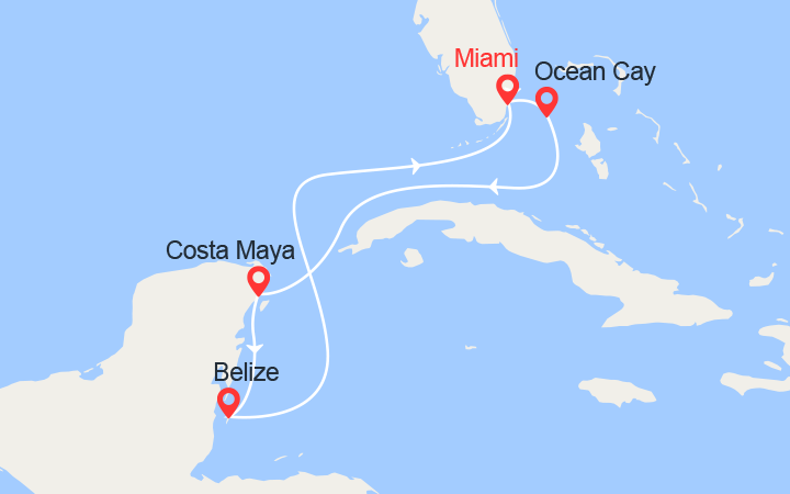 Itinéraire MSC Ocean Cay, Costa Maya, Belize 