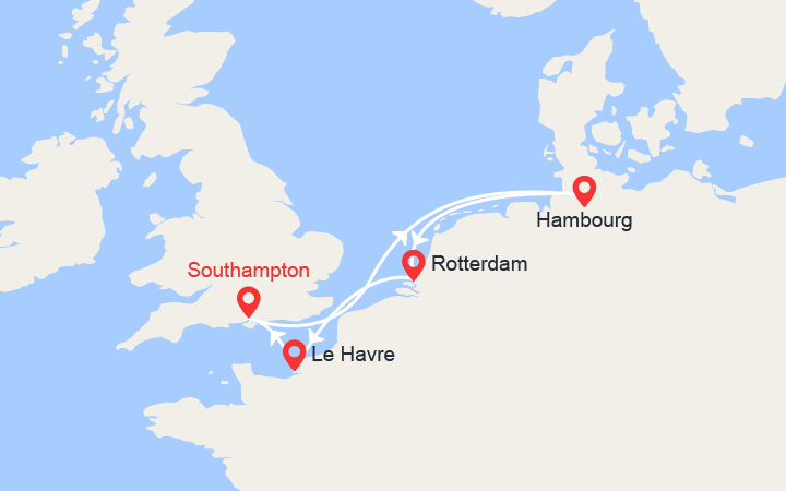 itinéraire croisière Europe du Nord : Perles du Nord: Londres, Hambourg, Rotterdam 
