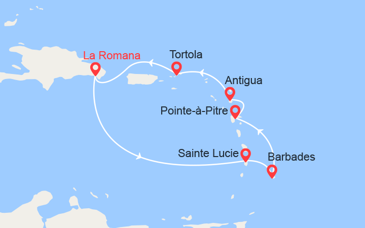 itinéraire croisière Caraïbes et Antilles : Rép. Dominicaine, Antilles, Iles Vierges 