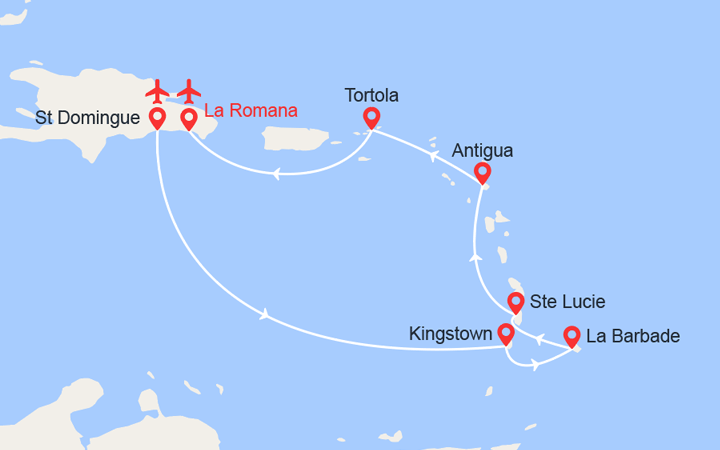 Itinéraire République Dominicaine, La Barbade, Antigua et Sainte-Lucie 