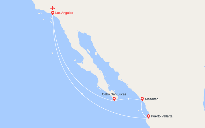itinéraire croisière Amérique du Nord : Riviera mexicaine de Los Angeles 
