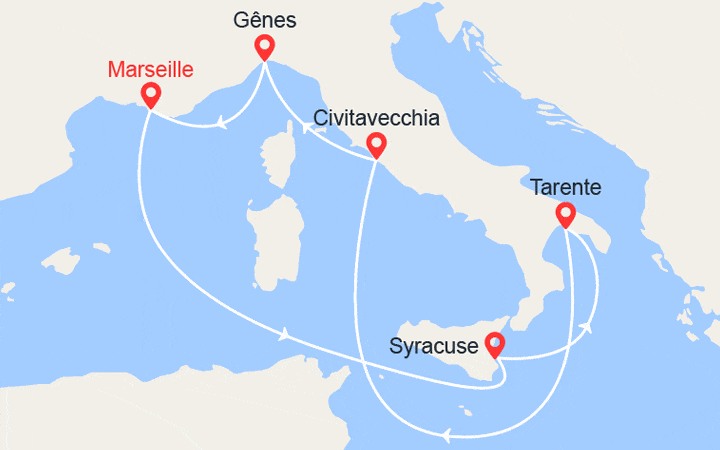 Carte Croisière Sicile & Italie