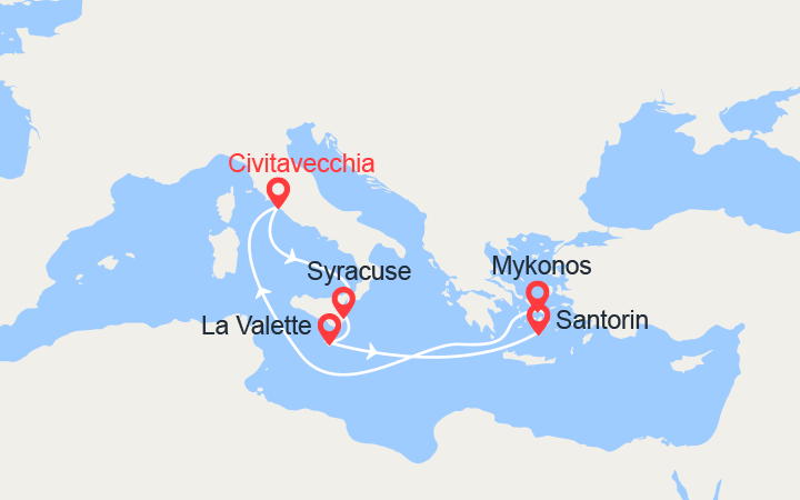 itinéraire croisière Iles grecques : Sicile, Malte, Iles grecques 