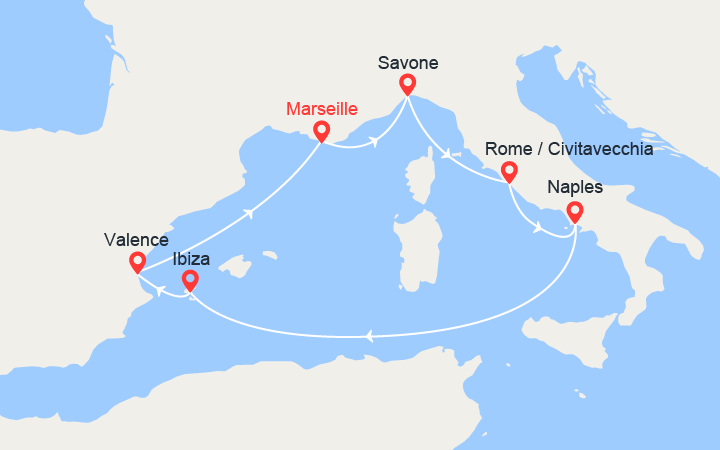 Itinéraire Splendeurs de la Méditerranée : Italie, Ibiza, Espagne 