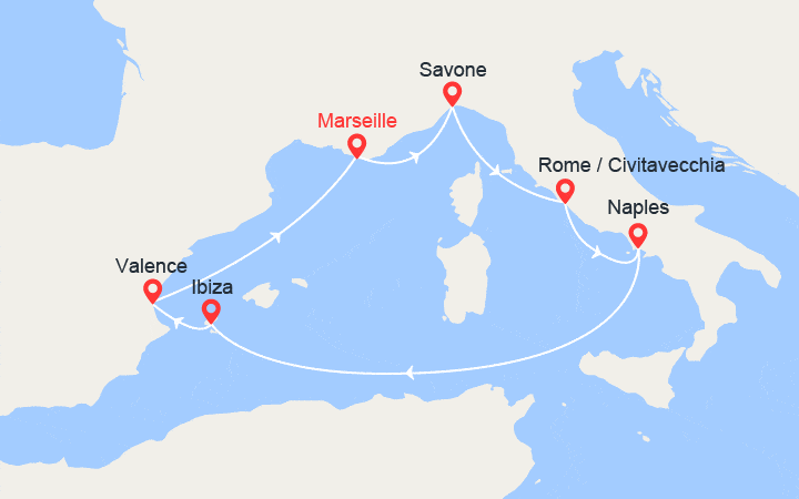 Carte Croisière Italie, Ibiza, Espagne Carte Croisière Italie, Ibiza, Espagne