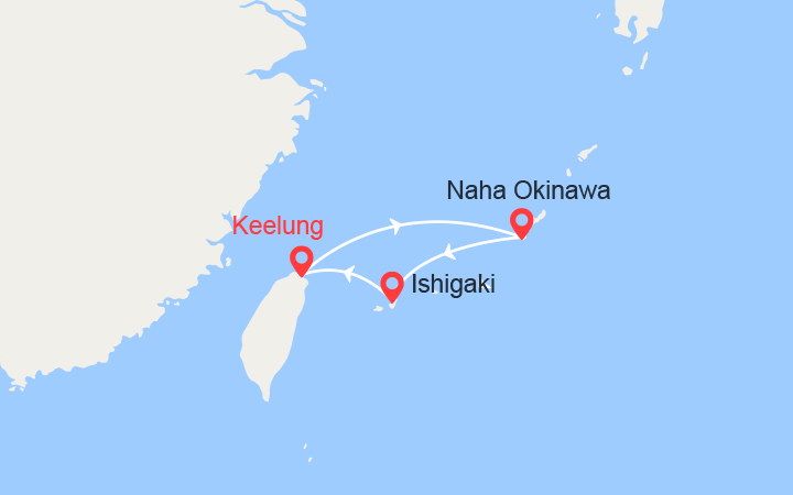 itinéraire croisière Asie : Taïwan, Japon: Naha, Ishigaki, Keelung 