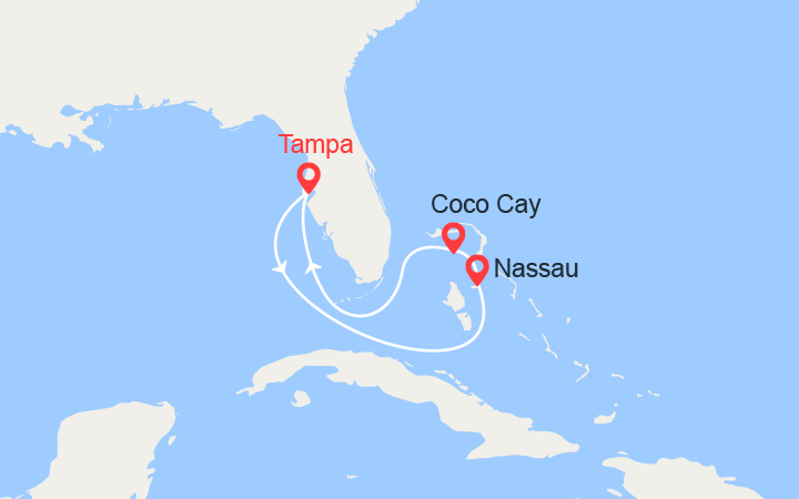itinéraire croisière Caraïbes et Antilles : Tampa, Nassau, CocoCay 