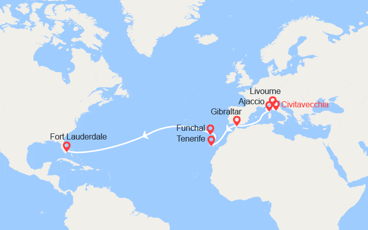Itinéraire Transatlantique: de Rome à Fort Lauderdale 