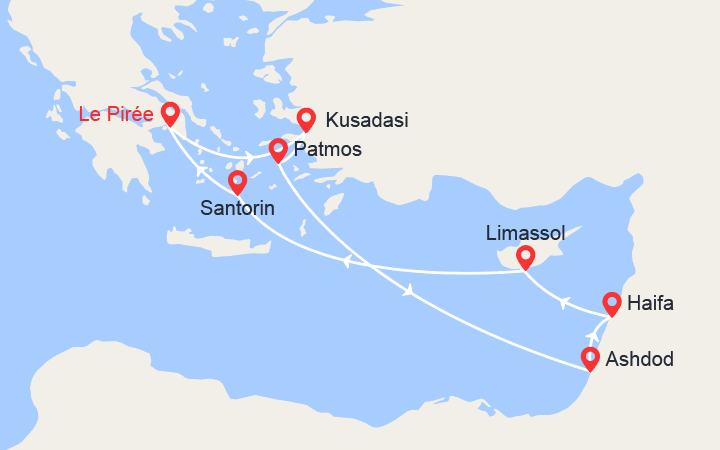 itinéraire croisière Iles grecques : Turquie, Grèce, Israël 