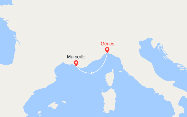 itinéraire croisière Méditerranée : Une nuit en croisière ; de Gênes à Marseille 
