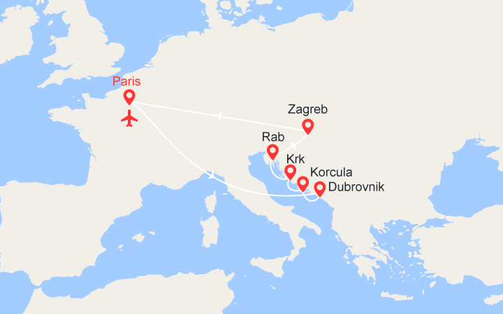 itinéraire croisière Croatie/Adriatique : Yachting en Croatie : de Dubrovnik à Zagreb | Vols inclus 