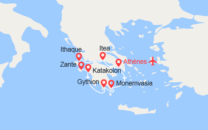 Itinéraire Yachting en Grèce, grand tour du Péloponnèse et Canal de Corinthe 