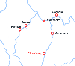 itinéraire croisière Rhin et ses affluents : 4 Fleuves : Les Vallées du Neckar, du Rhin Romantique, de la Moselle et de la Sarre (SBR)