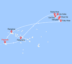 itinéraire croisière Tahiti Polynésie : À la découverte des Marquises : Iles des Tuamotu, Marquises et de la Société