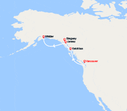 itinéraire croisière Alaska : Alaska au départ de Vancouver