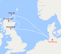 itin&eacute;raire croisi&egrave;re Iles Britanniques : Allemagne, Grande-Bretagne, Écosse 