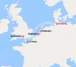 itinéraire croisière Europe du Nord : Allemagne, Pays-Bas, Belgique, France.. 