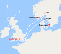 itinéraire croisière Fjords : Angleterre, Norvège, Danemark 