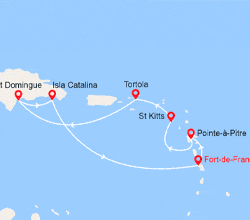 itin&eacute;raire croisi&egrave;re Caraïbes et Antilles : Antilles : Martinique, Guadeloupe, St Kitts, Tortola, Rép. Dominicaine 