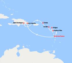 itinéraire croisière Caraïbes et Antilles : Antilles, îles Vierges, Rép. Dominicaine 