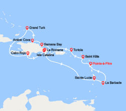 itinéraire croisière Caraïbes et Antilles : Antilles, Iles Vierges, Rép. Dominicaine,  îles Turks et Caïques