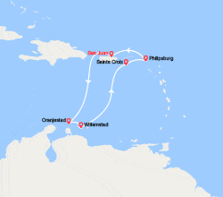 itinéraire croisière Caraïbes et Antilles : Aruba, Curaçao, Iles Vierges Américaines, St Martin, Porto Rico 