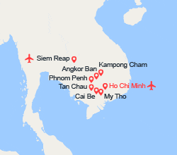 itinéraire croisière Mékong : Au Fil du Mékong, de Saigon aux Temples d’Angkor