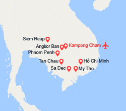 itinéraire croisière Mékong : Au Fil du Mékong, des Temples d’Angkor à Saigon