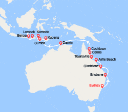 itinéraire croisière Pacifique : Australie, Indonésie 