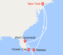 itinéraire croisière Caraïbes et Antilles : Bahamas, Floride au départ de New York 