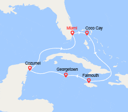 itinéraire croisière Caraïbes et Antilles : Bahamas, Jamaïque, Iles Caïmans, Mexique 