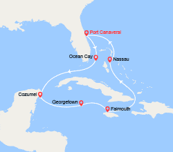 itinéraire croisière Caraïbes et Antilles : Bahamas, Mexique, îles Caïmans, Jamaïque 