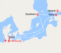 itinéraire croisière Baltique : Baltique: Tallinn, Helsinki, Stockholm... Vols inclus 