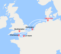 itinéraire croisière Europe du Nord : Belgique, France, Royaume-Uni 