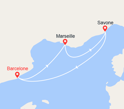 itinéraire croisière Méditerranée : Bleu Lavande : Italie et Espagne 