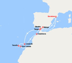 itinéraire croisière Méditerranée Occidentale : Cap vers Gibraltar, les îles Canaries et le Maroc 
