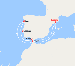 itinéraire croisière Méditerranée Occidentale : Cap vers le Portugal et le Maroc : Lisbonne, Porto, Tangier 