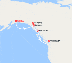 itinéraire croisière Amérique du Nord : Cap vers Vancouver au départ de l'Alaska 