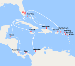 itinéraire croisière Caraïbes et Antilles : Caraïbes : Colombie, St Thomas, Porto Rico, Rép. Dominicaine... 