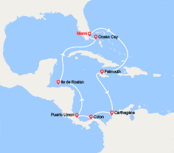 itinéraire croisière Caraïbes et Antilles : Caraïbes : Jamaïque, Colombie, Panama, Costa Rica, île de Roatan, Bahamas 
