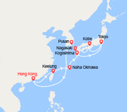 itinéraire croisière Asie : Chine, Taïwan, Japon, Corée du Sud 