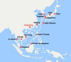 itinéraire croisière Asie : Chine, Taïwan, Japon, Corée du Sud, Vietnam, Singapour, Philippines