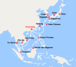 itinéraire croisière Asie : Chine, Vietnam, Singapour, Philippines, Taïwan, Japon, Corée du Sud 