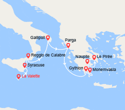 itinéraire croisière Iles grecques : Cités antiques de Méditerranée 